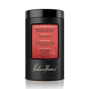 Madame's English Breakfast Embossed Black Storage Tin (New Tins in Stock-tin will differ to image shown)
