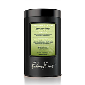 Green Jasmine and Pear Embossed Black Storage Tin (New Tins in Stock-tin will differ to image shown)