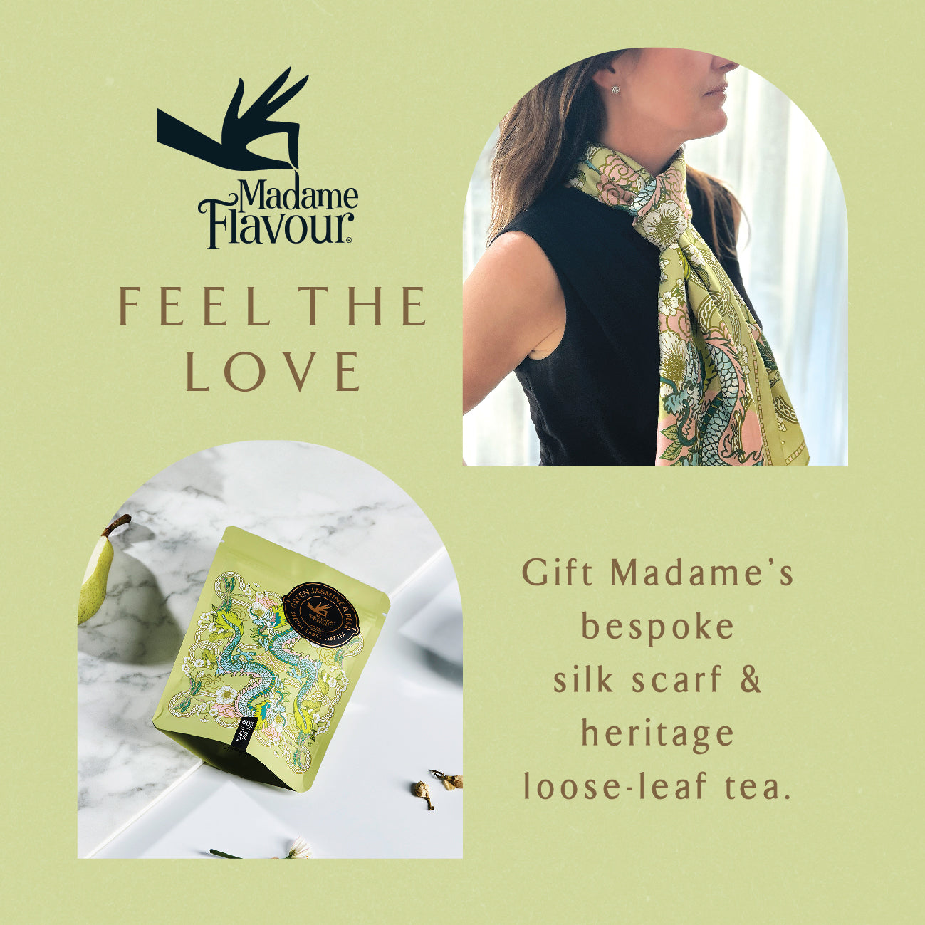 Madame's Green Jasmine & Pear Loose Leaf & Scarf Gift set